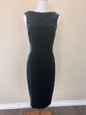 Size 2 Boden Classic Sleeveless Velvet Sheath Dress in Deep Teal